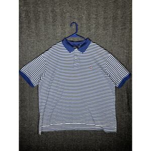 POLO RALPH LAUREN‎ Mens Short Sleeve Polo Shirt 2XB Blue Striped - Pink Pony
